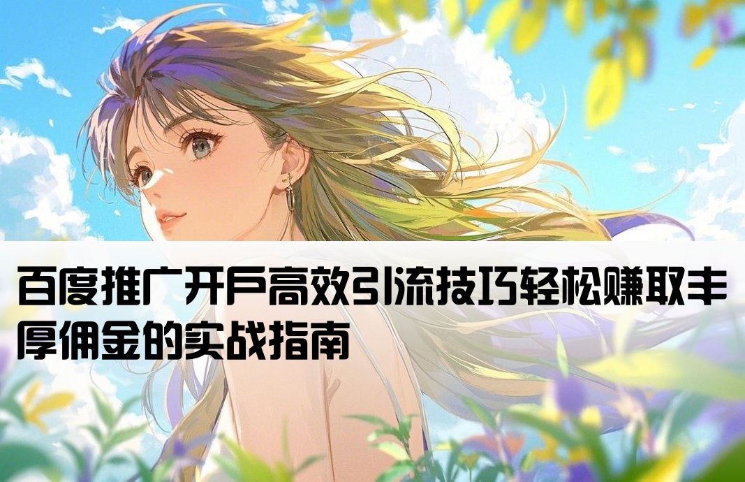 怎么在百度引流开户赚佣金