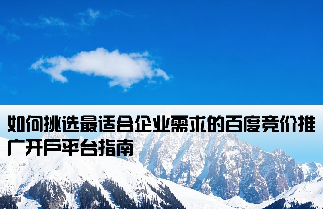 百度竞价开户选择推广平台